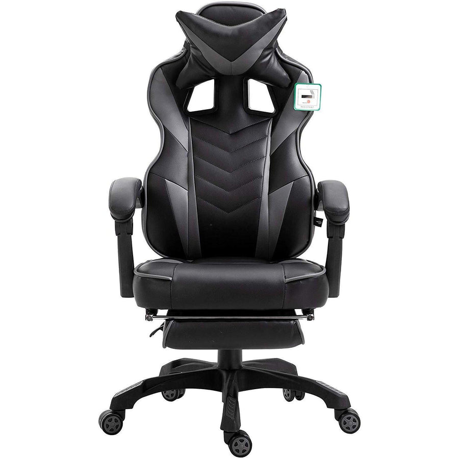 Cherry Tree Furniture High Back Recliner Gaming Chair with Cushion & Retractable Footrest Black & Grey