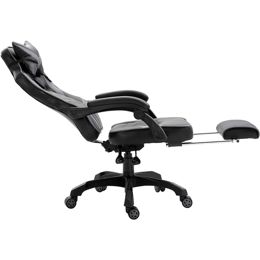 Cherry Tree Furniture High Back Recliner Gaming Chair with Cushion & Retractable Footrest Black & Grey