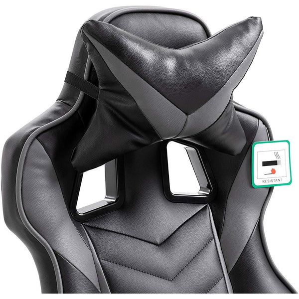 Cherry Tree Furniture High Back Recliner Gaming Chair with Cushion & Retractable Footrest Black & Grey - daals