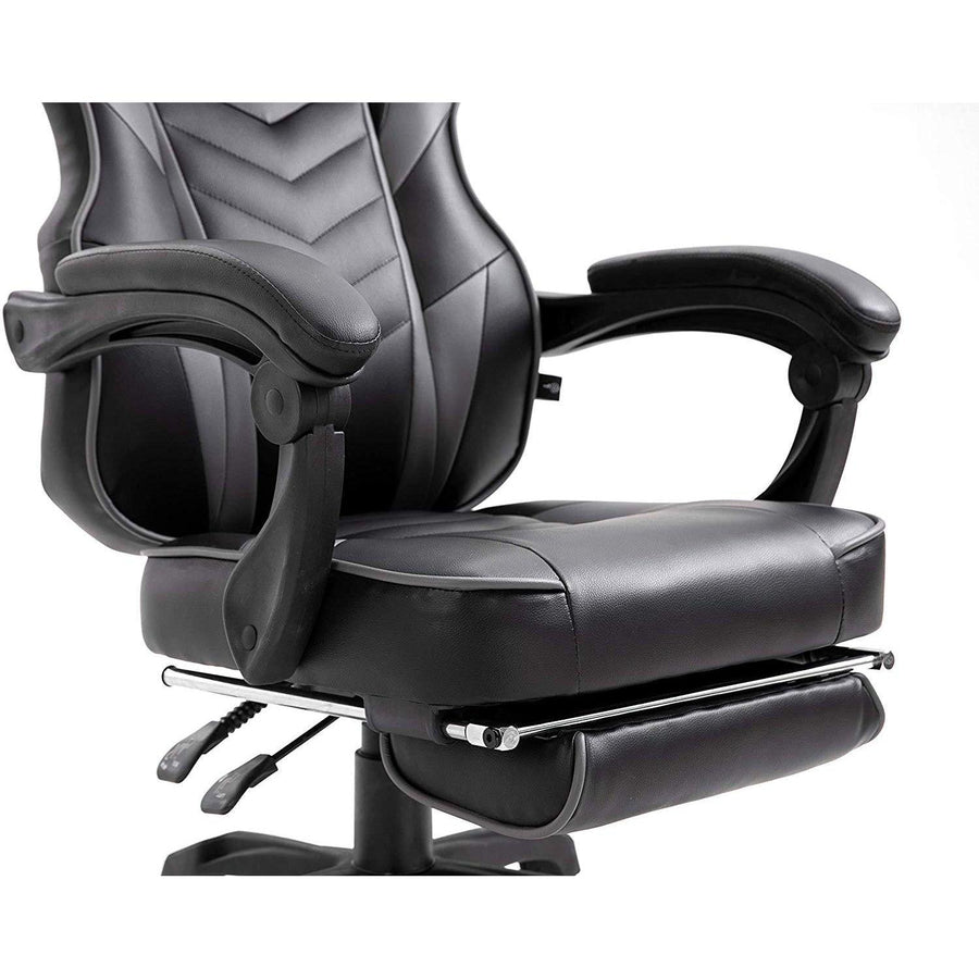 Cherry Tree Furniture High Back Recliner Gaming Chair with Cushion & Retractable Footrest Black & Grey