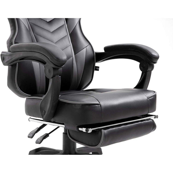 Cherry Tree Furniture High Back Recliner Gaming Chair with Cushion & Retractable Footrest Black & Grey - daals