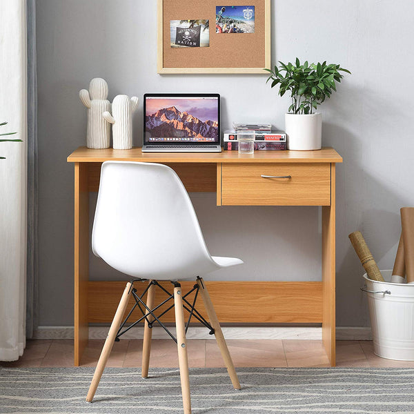 Cherry Tree Furniture MERV Computer Desk Home Office Desk with Drawer Beech Colour