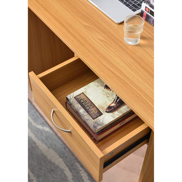 Cherry Tree Furniture MERV Computer Desk Home Office Desk with Drawer Beech Colour