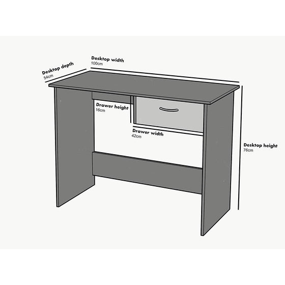 Cherry Tree Furniture MERV Computer Desk Home Office Desk with Drawer Beech Colour