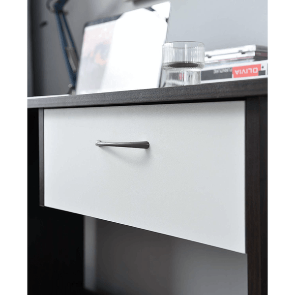 Cherry Tree Furniture MERV Computer Desk Home Office Desk with Drawer Walnut & White Colour