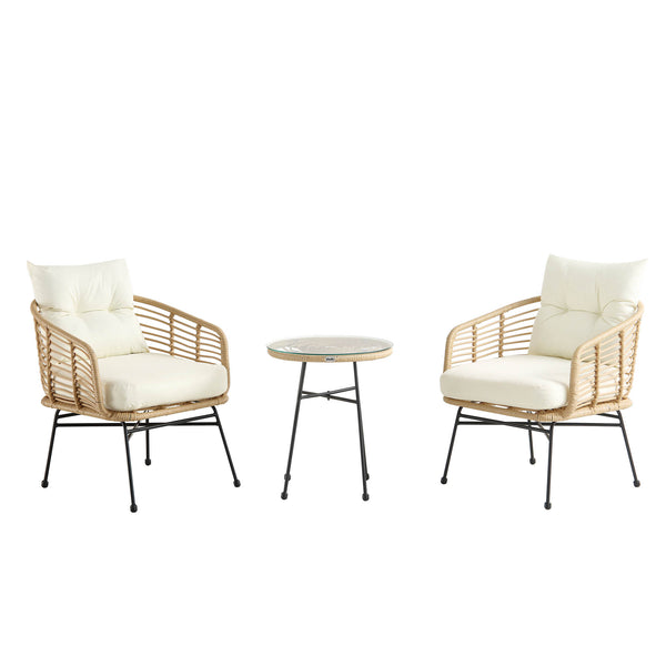 St Loy Natural Rattan Bistro Set with Table