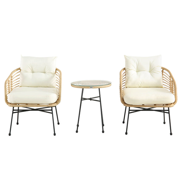 St Loy Natural Rattan Bistro Set with Table