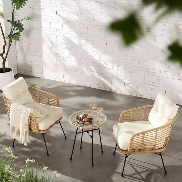 St Loy Natural Rattan Bistro Set with Table