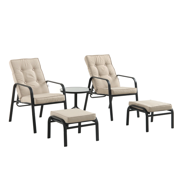 Champneys 2-Seater Steel and Fabric Outdoor Reclining Bistro Set with Stool, Taupe