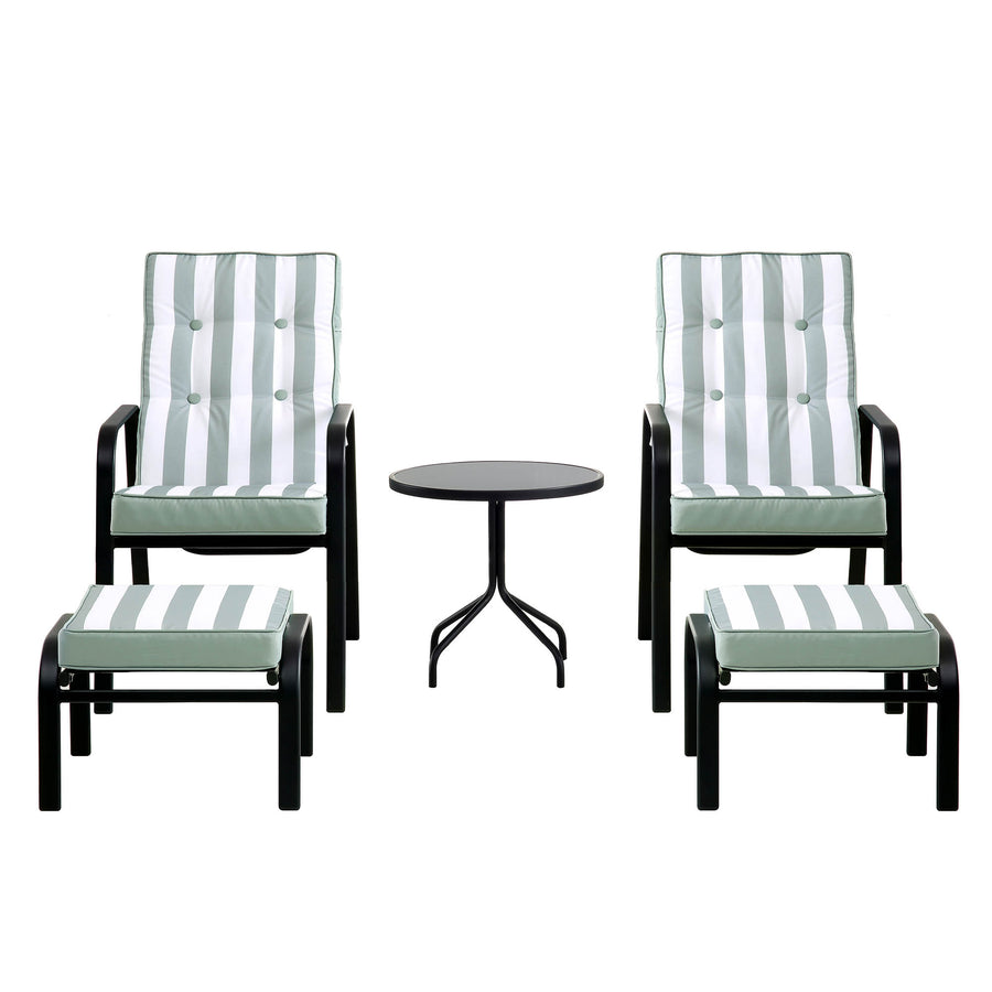 Champneys 2-Seater Steel and Fabric Outdoor Reclining Bistro Set with Stool, Sage Green