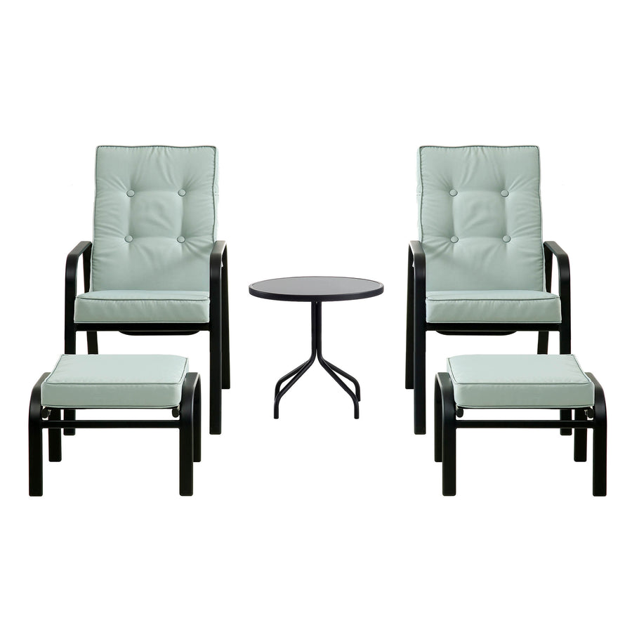 Champneys 2-Seater Steel and Fabric Outdoor Reclining Bistro Set with Stool, Sage Green