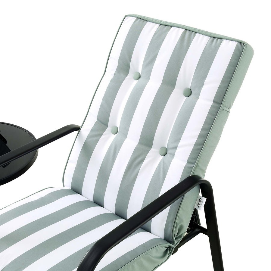 Champneys 2-Seater Steel and Fabric Outdoor Reclining Bistro Set with Stool, Sage Green