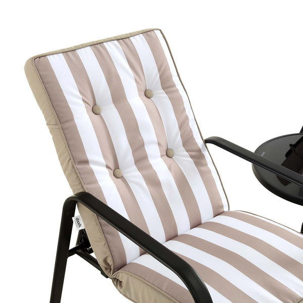 Champneys 2-Seater Steel and Fabric Outdoor Reclining Bistro Set with Stool, Taupe
