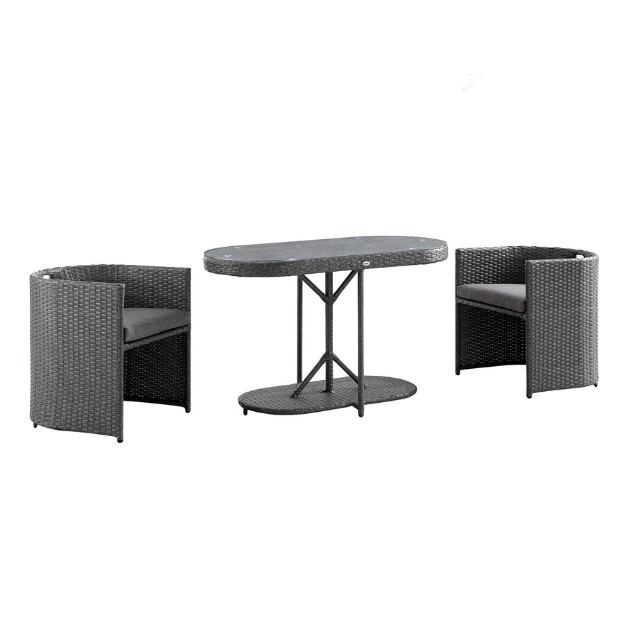 Granchester Rattan Balcony Bistro Set, Grey