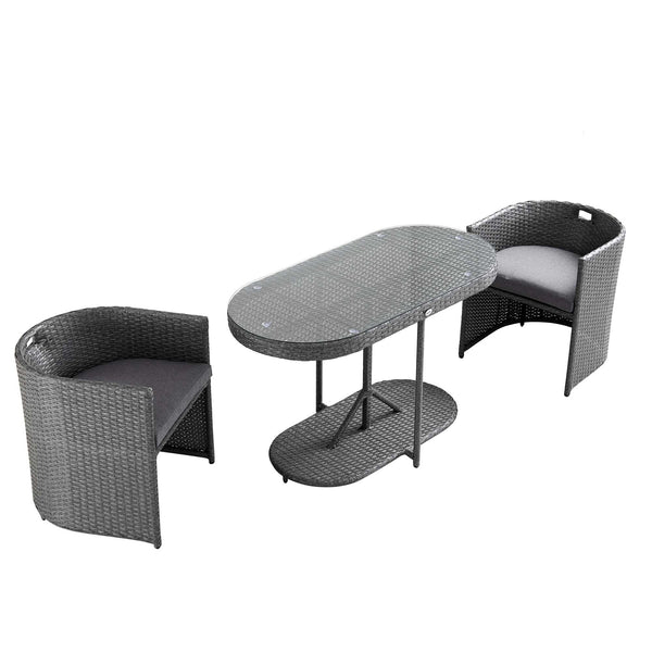 Granchester Rattan Balcony Bistro Set, Grey