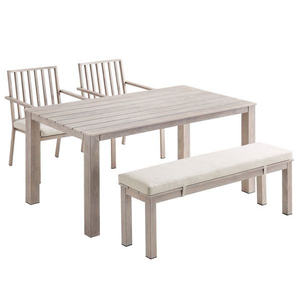 Earlswood Aluminium Washed Wood Effect Dining Set with Bench