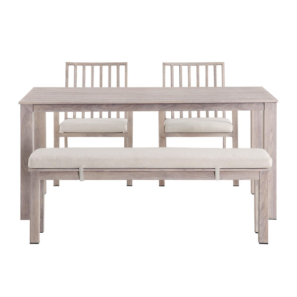 Earlswood Aluminium Washed Wood Effect Dining Set with Bench
