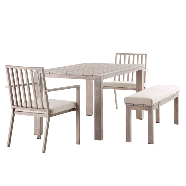 Earlswood Aluminium Washed Wood Effect Dining Set with Bench