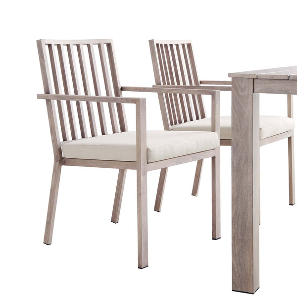 Earlswood Aluminium Washed Wood Effect Dining Set with Bench