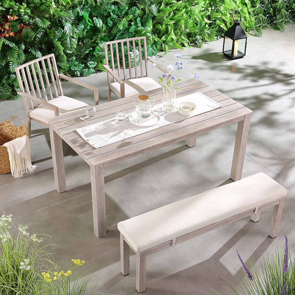 Earlswood Aluminium Washed Wood Effect Dining Set with Bench