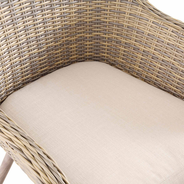 Cliveden Outdoor Aluminium Washed Wood Effect and Round Wicker Rattan 6-Seater Dining Set