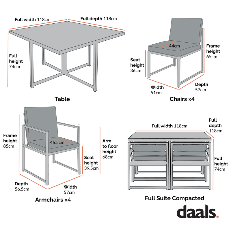 Albany Aluminium 9-Piece Outdoor Cube Dining Set, White