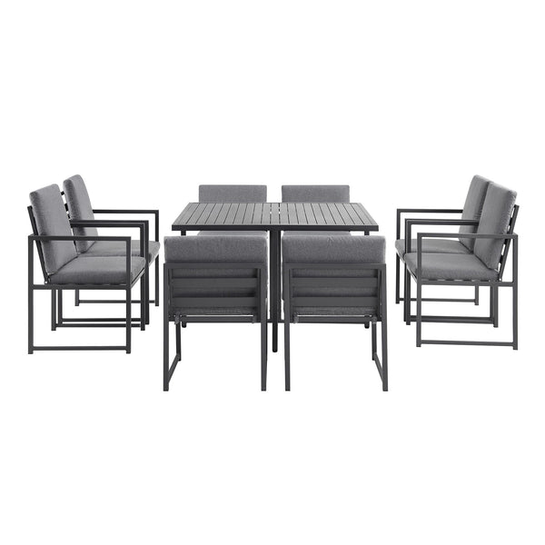 Albany Aluminium 9-Piece Outdoor Cube Dining Set, Grey