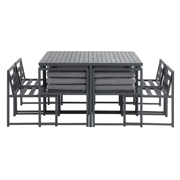 Albany Aluminium 9-Piece Outdoor Cube Dining Set, Grey