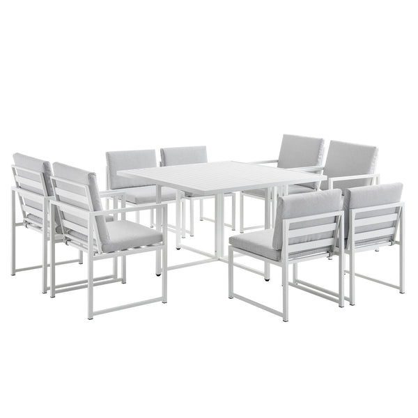 Albany Aluminium 9-Piece Outdoor Cube Dining Set, White
