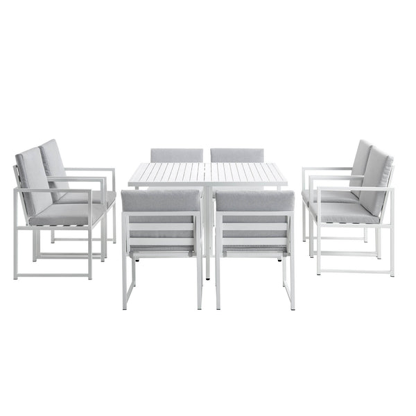 Albany Aluminium 9-Piece Outdoor Cube Dining Set, White