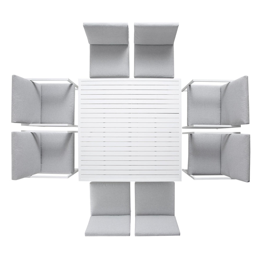 Albany Aluminium 9-Piece Outdoor Cube Dining Set, White