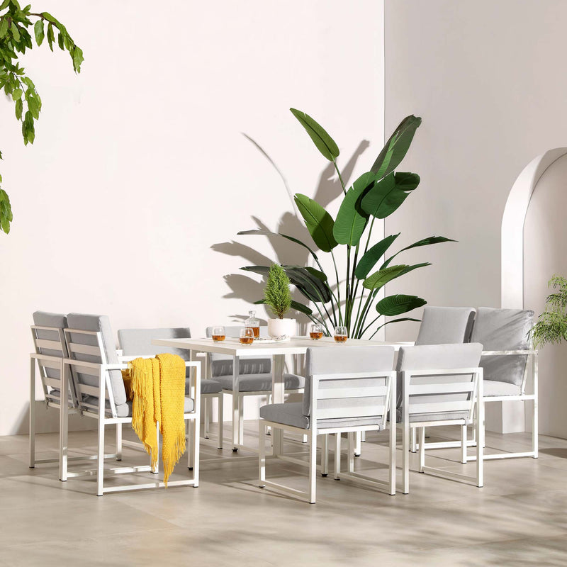 Albany Aluminium 9-Piece Outdoor Cube Dining Set, White