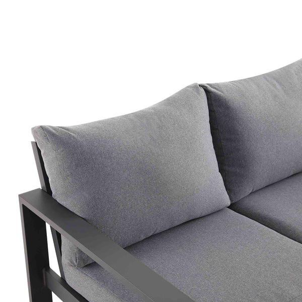 Albany Aluminium Large Corner Casual Dining Set with Firepit Table, Grey