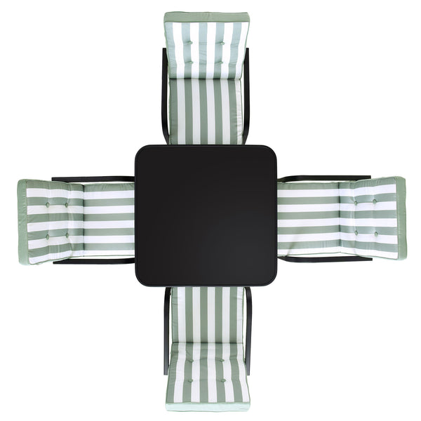 Champneys 4-Seater Steel and Fabric Outdoor Patio Dining Set with Parasol, Sage Green