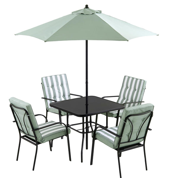 Champneys 4Seater Steel and Fabric Outdoor Patio Dining Set with Para