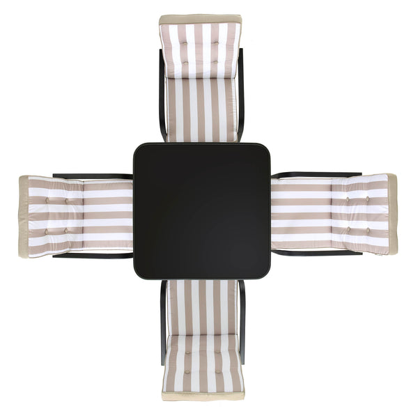 Champneys 4 Seater Steel and Fabric Outdoor Patio Dining Set with Parasol, Taupe