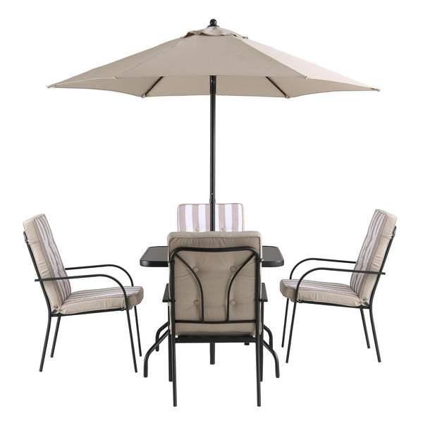 Champneys 4Seater Steel and Fabric Outdoor Patio Dining Set with Para