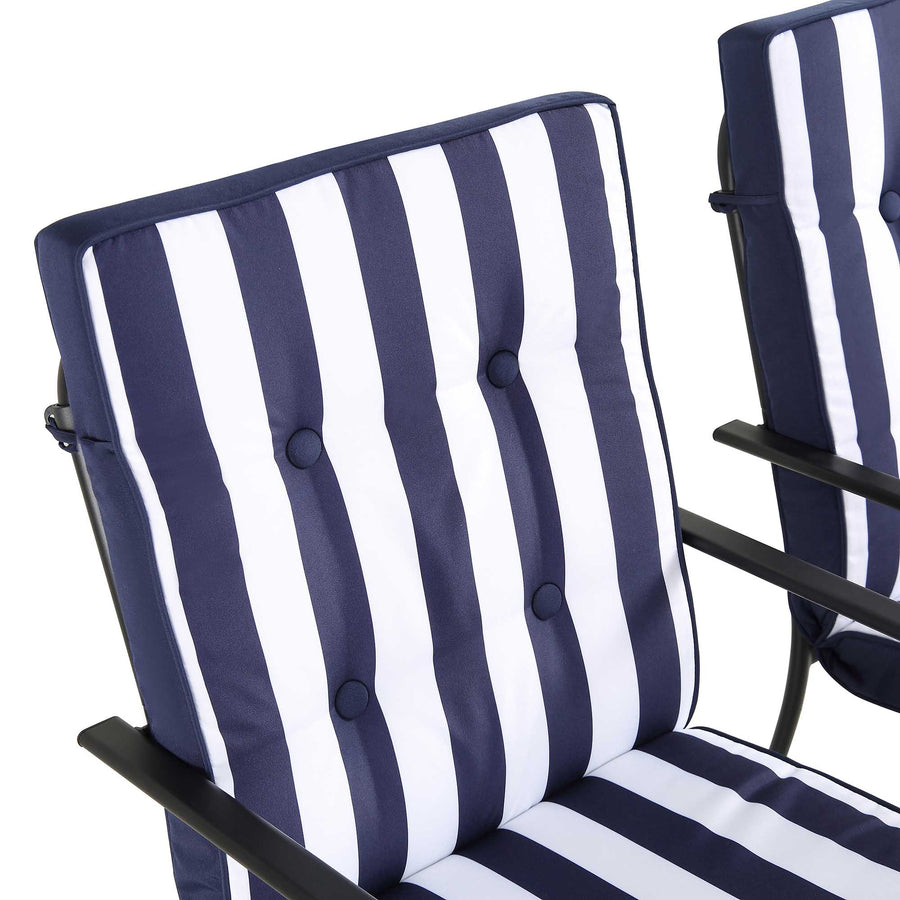 Champneys 6 - Seater Steel and Fabric Outdoor Patio Dining Set with Crank Parasol, Blue - daals