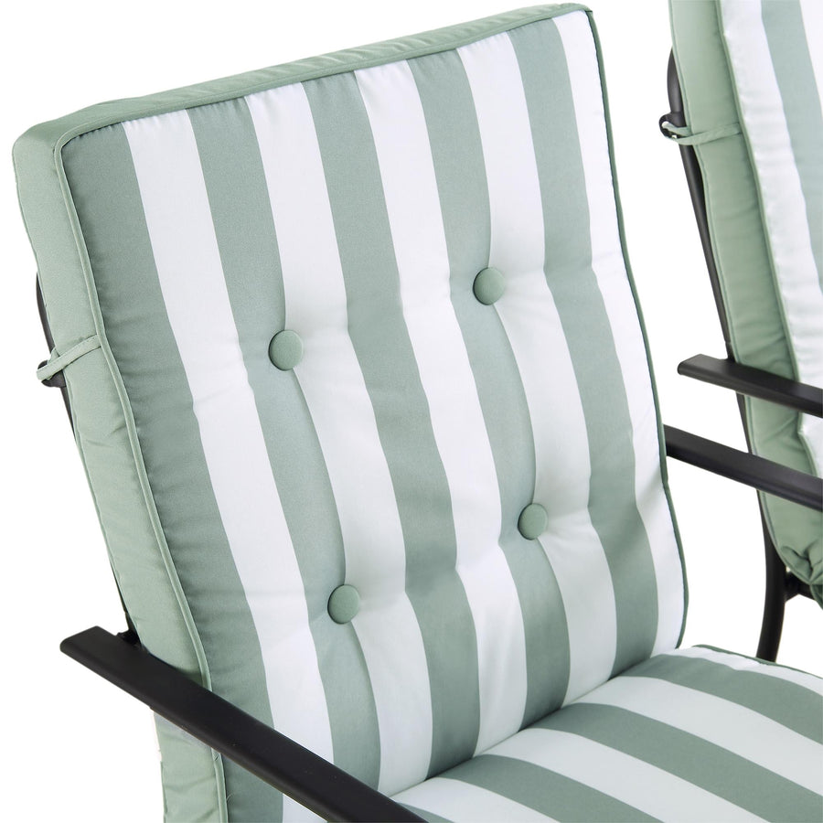 Champneys 6-Seater Steel and Fabric Outdoor Patio Dining Set with Crank Parasol, Sage Green