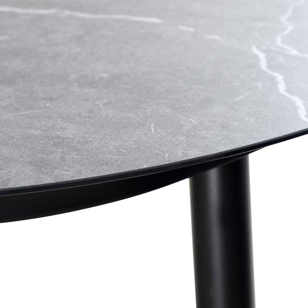 Montebello 6-Seater Outdoor Black Rope and Aluminium Oval Dining Set with Grey Ceramic Dining Table