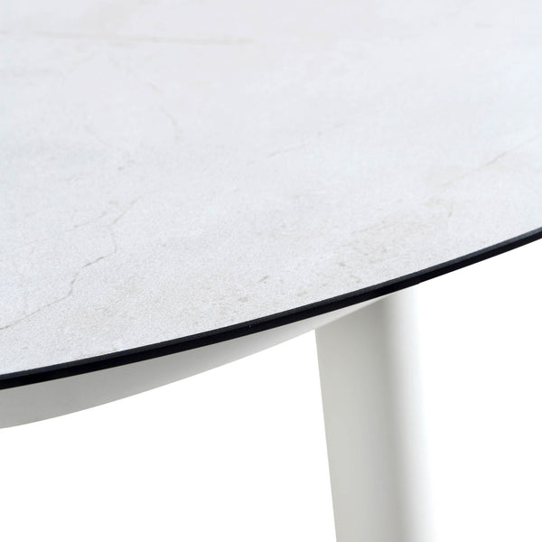 Montebello 6-Seater Outdoor Taupe Rope and Aluminium Oval Dining Set with White Ceramic Dining Table