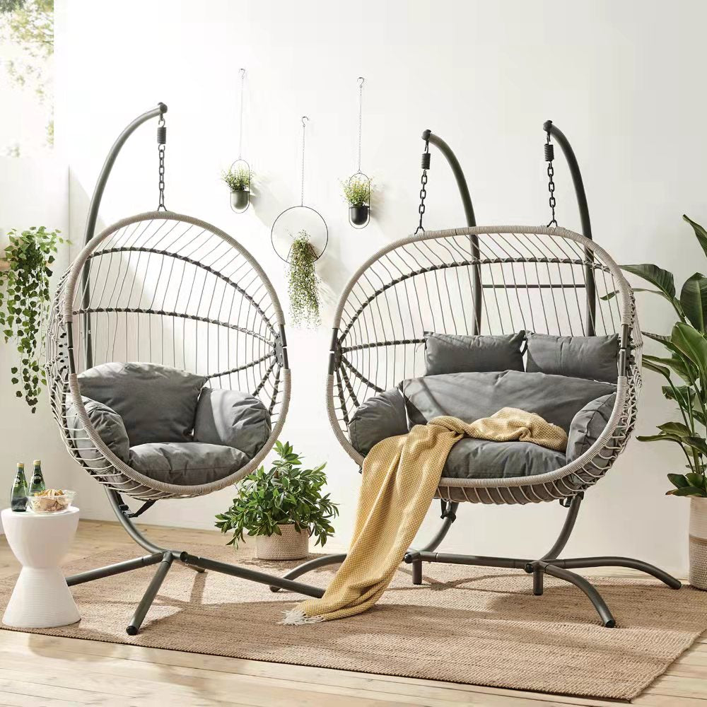 Harrington Rattan + Rope Indoor Outdoor DOUBLE Hanging Chair