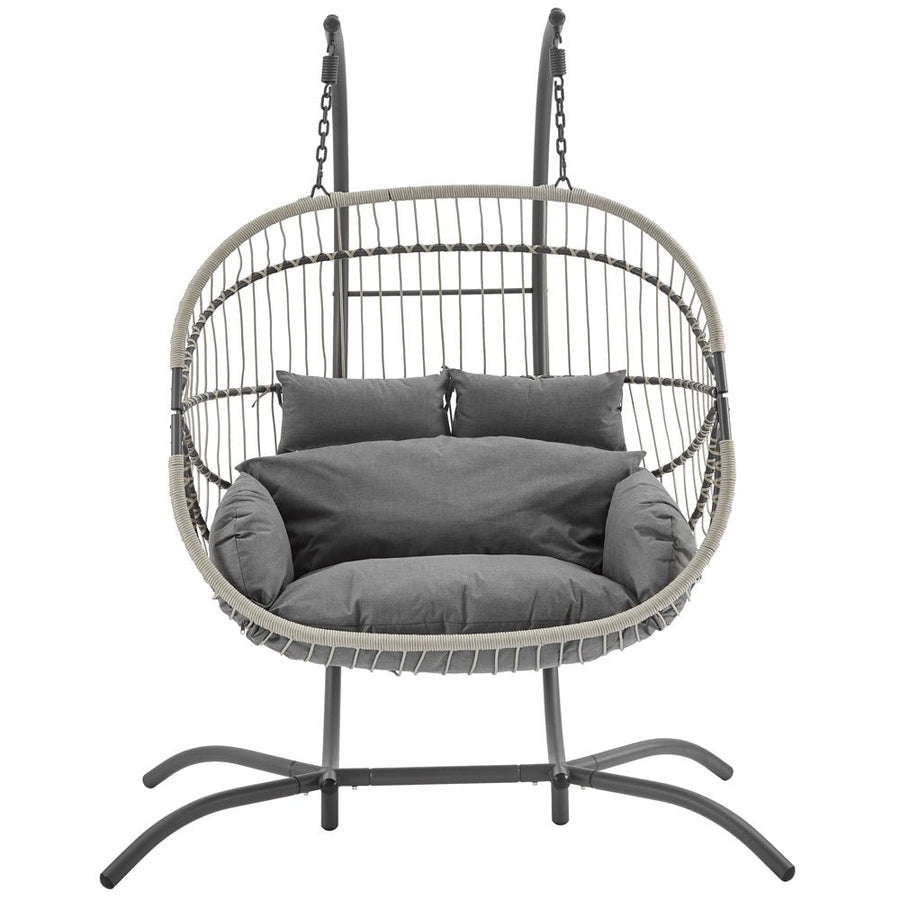 Harrington Rattan + Rope Indoor Outdoor DOUBLE Hanging Chair