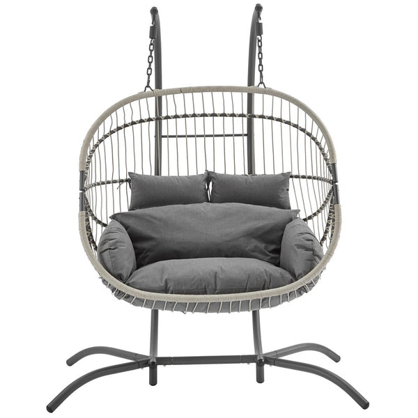 Harrington Rattan + Rope Indoor Outdoor DOUBLE Hanging Chair