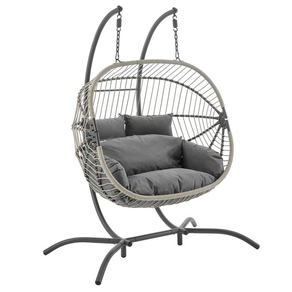 Harrington Rattan + Rope Indoor Outdoor DOUBLE Hanging Chair