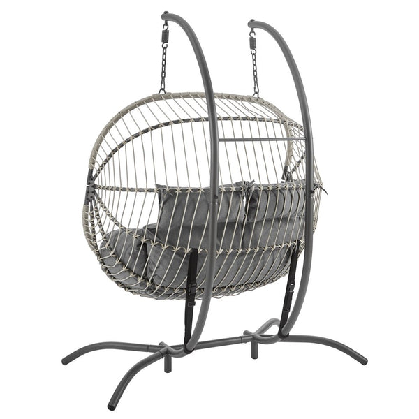 Harrington Rattan + Rope Indoor Outdoor DOUBLE Hanging Chair