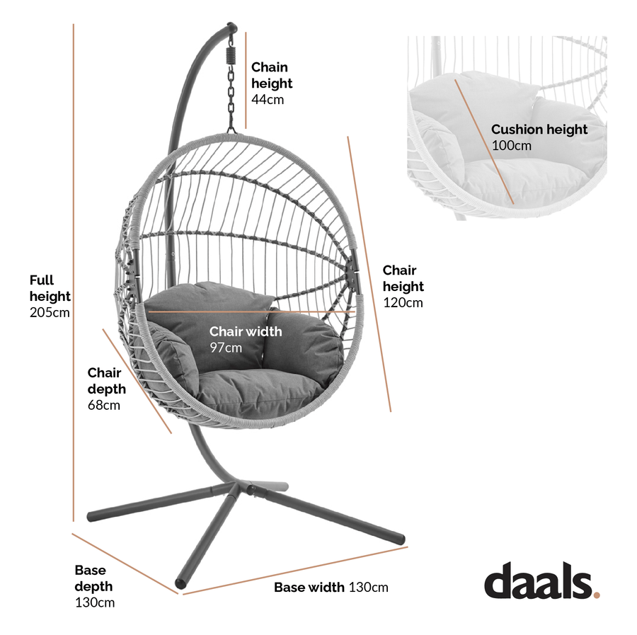 Harrington Rattan + Rope Indoor Outdoor Single Hanging Chair