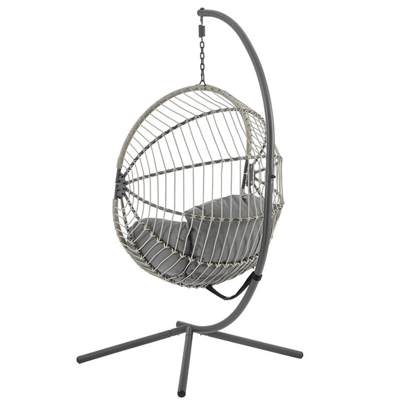 Harrington Rattan + Rope Indoor Outdoor Single Hanging Chair