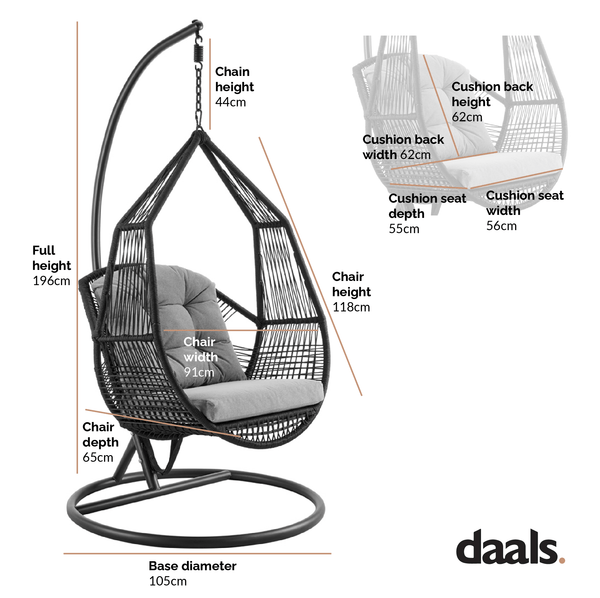 Lydia Geometric Rattan & Rope Mix Indoor Outdoor Hanging Chair