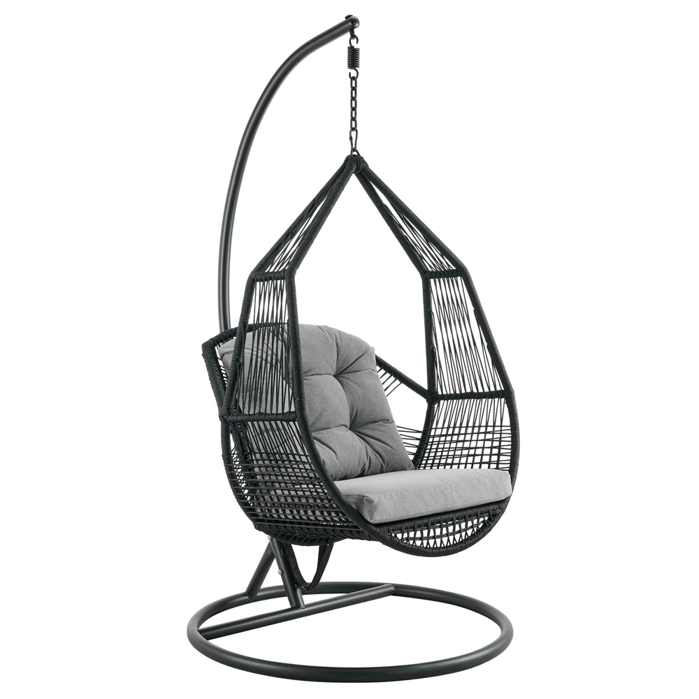 Lydia Geometric Rattan & Rope Mix Indoor Outdoor Hanging Chair